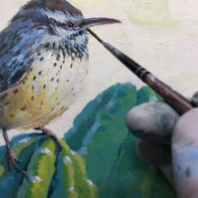Load image into Gallery viewer, Cactus Wren 8x8 Fine Art Painting by Edward Sprafkin
