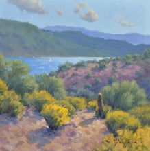Load image into Gallery viewer, Desert Oasis 10x10 inches Lake Pleasant Arizona fine art painting by Edward Sprafkin

