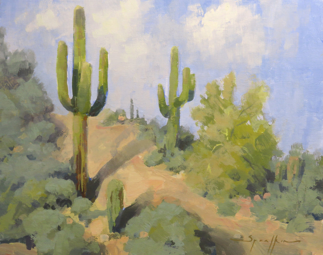 Saguaro Trail 8x10 Southwest original art by Edward Sprafkin