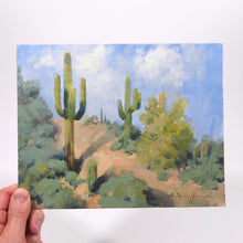 Load image into Gallery viewer, Saguaro Trail 8x10 Southwest original art by Edward Sprafkin
