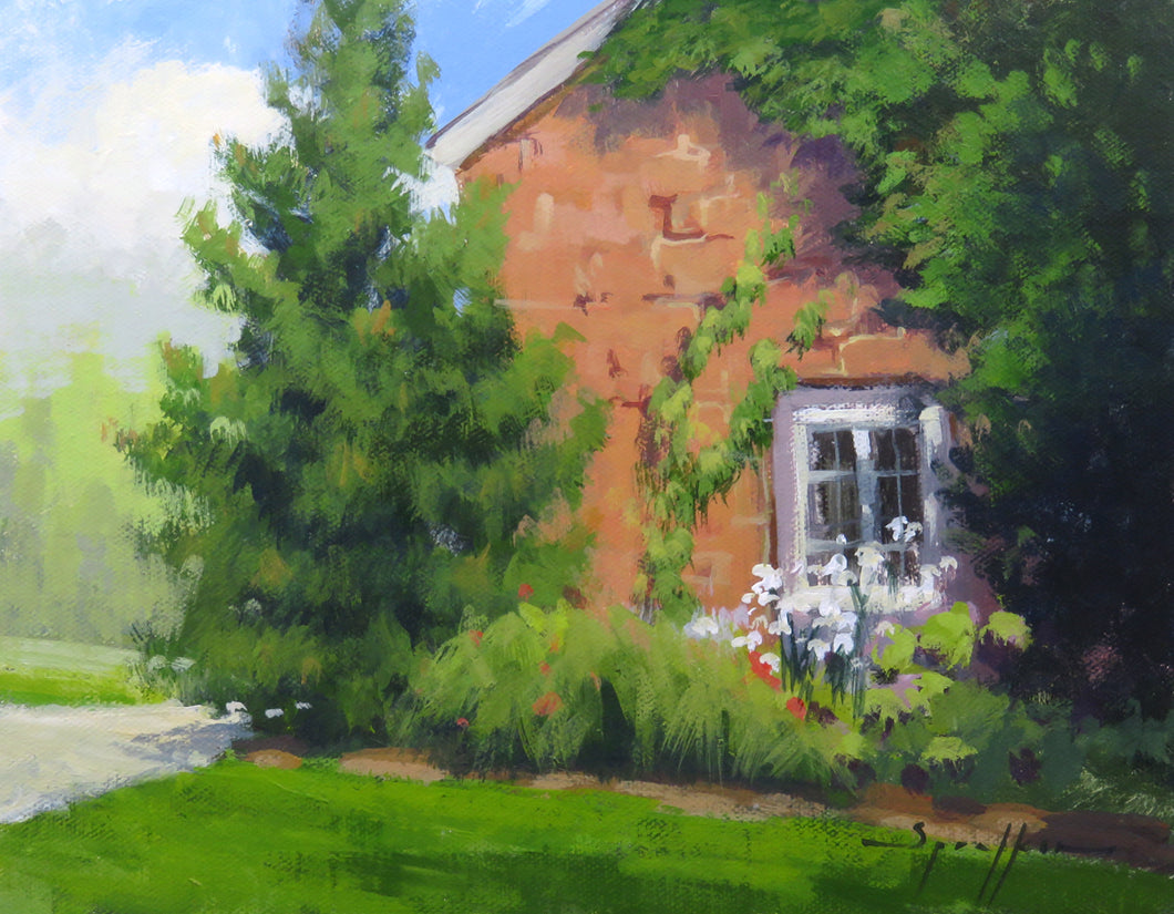 Ivy Covered House 8x10 inch garden painting by Edward Sprafkin