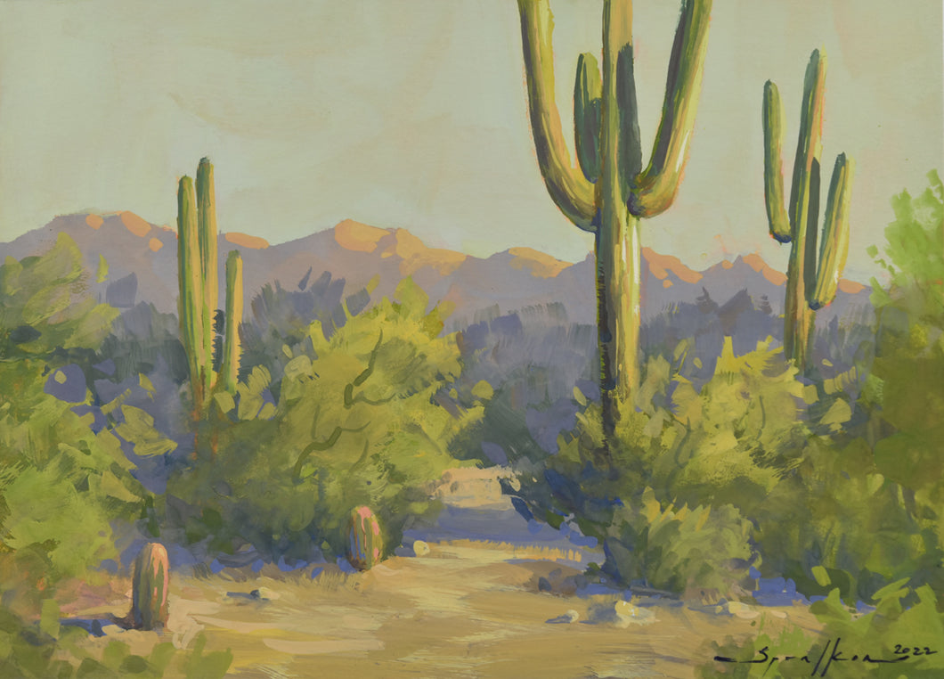 Western Landscape 6x8 inch Gouache Painting by Edward Sprafkin