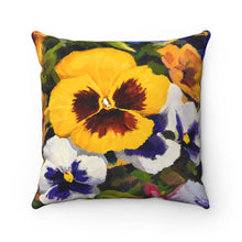 Load image into Gallery viewer, Pansy Patch Spun Polyester 14 inch Square Pillow
